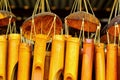 Bamboo wind chimes sound for hanging. Royalty Free Stock Photo