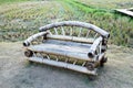 Bamboo wood bench at rice field background Royalty Free Stock Photo