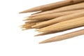 Bamboo wooden toothpicks on white background Close-up Royalty Free Stock Photo