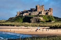 BAMBURGH, NORTHUMBERLAND/UK - AUGUST 15 : View of Bamburgh Castle in Northumberland on August 15, 2010. Unidentified people.