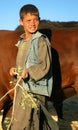 A boy with oxen on a farm in Bamiyan, Afghanistan