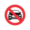 Ban for cars vector icon. No car no parking sign. Vector illustration EPS 10 Royalty Free Stock Photo