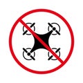 Ban Drone Aerial Zone Black Silhouette Icon. Forbidden Quadcopter on Remote Control Pictogram. Prohibited Unmanned