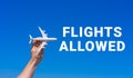 Ban of flights is suspended concept, copy space
