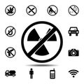 ban, forbiddance radiation, emitting, emanation icon. Simple outline vector element of ban, prohibition, forbiddance set icons for