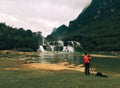 Ban Gioc Detian Waterfall at Cao Bang, Vietnam Royalty Free Stock Photo