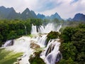 Ban Gioc Detian waterfall on China and Vietnam border aerial view Royalty Free Stock Photo