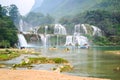 Ban Gioc Waterfall or Detian Falls, Vietnam's best-known waterfall located in Cao bang Royalty Free Stock Photo