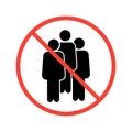 Ban group of people, vector restriction flat icon