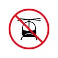 Ban Helicopter Black Silhouette Icon. Copter Fuselage Forbidden Pictogram. Flight Air Transport Red Stop Symbol. Warning Royalty Free Stock Photo