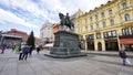 Ban Josip Jelacic monument in the central square in Zagreb, Croatia. Balkan European Country