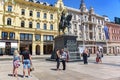 Ban Josip Jelacic monument in the central square in Zagreb, Croatia.