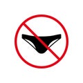 Ban Men Swim Trunks Black Silhouette Icon. No Summer Male Swim Trunks Forbid Pictogram. No Enter in Swimsuit Red Stop Royalty Free Stock Photo