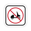 Ban Moped Delivery Zone Black Silhouette Icon. Scooter Forbidden Pictogram. Fast Motorcycle Red Stop Circle Symbol. No