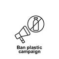 Ban plastic campaign, microphone icon. Element of pollution problems icon. Thin line icon for website design and development, app