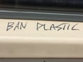 Ban plastic graffiti mini protest Royalty Free Stock Photo