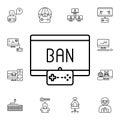 Ban, player, game, game controller flat vector icon in esport pack Royalty Free Stock Photo
