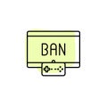 Ban, player, game, game controller with color shadow vector icon in esport set Royalty Free Stock Photo