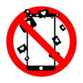 Ban social media and smartphone addiction symbol