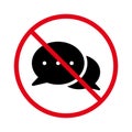 Ban Speech Bubble Black Silhouette Icon. Forbidden Chat Speak Pictogram. Speech Balloon Red Stop Circle Symbol. No