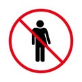 Ban Transgender WC Black Silhouette Icon. Forbid All Gender Restroom Pictogram. Transsexual Zone Red Stop Symbol. No