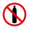 Ban on the use of plastic containers sign. Bright warning icon, restriction sign on a white background