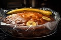 banan cake baking in the oven, with the sweet and fruity smell filling the kitchen