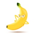 Angry bright yellow banana fruit character