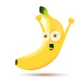 Funny cool yellow excited banana character