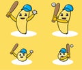 Illustration cartoon characte Banana baseball