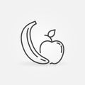 Banana with Apple vector concept icon in outline style