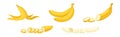 Banana as Elongated, Edible Fruit Covered with Yellow Rind Vector Set