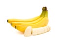 Banana and banana slices with clipping path on white Royalty Free Stock Photo