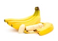 Banana and banana slices and skin Royalty Free Stock Photo