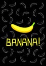 Banana black background wite bananas poster