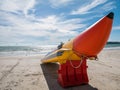 Banana Boat in the Beach with Blue Sky and White Sand Royalty Free Stock Photo