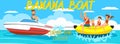 Vector illustration Banana Boat with group. Royalty Free Stock Photo