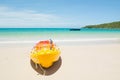 Banana boats on beach Royalty Free Stock Photo