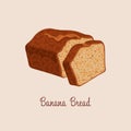 Banana Bread baked dessert vector illustration