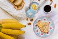 Banana bread on a beautiful breakfat scene Royalty Free Stock Photo