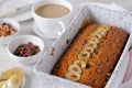 Banana bread with chocolate drops and olive oil Royalty Free Stock Photo