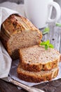 Banana bread on a cutting board Royalty Free Stock Photo