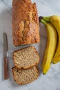 Banana Bread Loaf Sliced On Wooden Table Royalty Free Stock Photo