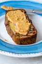 Banana Bread Slice with Creamy Peanut Butter Cream Paste Royalty Free Stock Photo