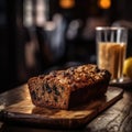 Banana Bread On Stone In Rustic Pub. Generative AI