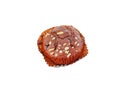 Banana brown cupcake muffin topped with nut isolated on white Background Royalty Free Stock Photo