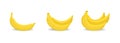 Banana bunch of yellow bananas. One, two and three bananas. Vector Illustration