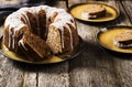 Banana cake with apples and walnuts Royalty Free Stock Photo