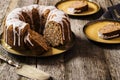 Banana cake with apples and walnuts Royalty Free Stock Photo