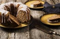 Banana cake with apples and walnuts Royalty Free Stock Photo